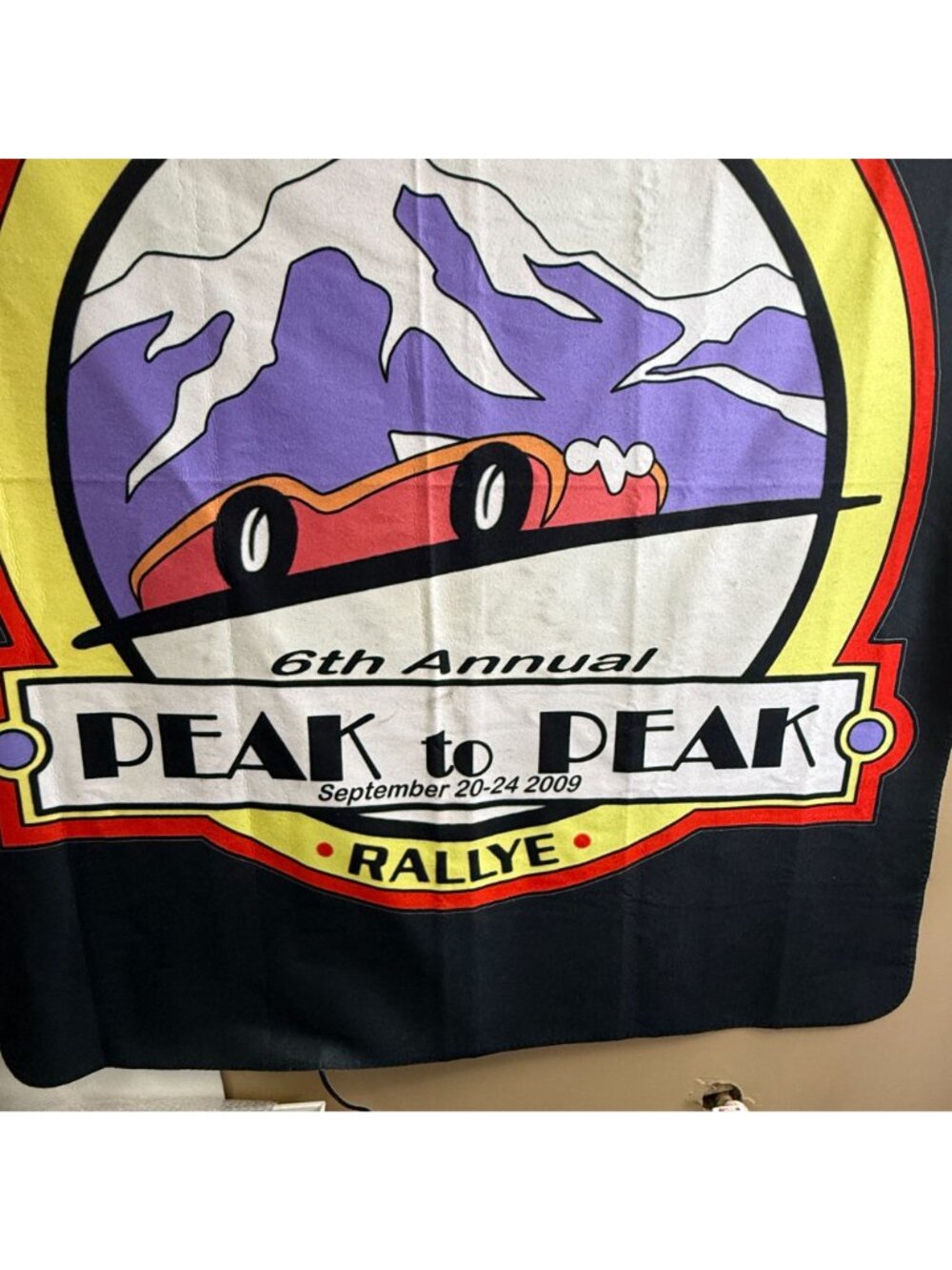 2009 Peak to Peak Rallye Colorado Springs Souvenir Blanket 48x58 - Picture 3 of 8